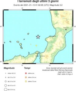 Terremoto di magnitudo 3.2 tra Calabria e isole Eolie