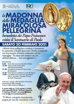 Oggi arriva al Santuario di Paola la Madonna della Medaglia Miracolosa