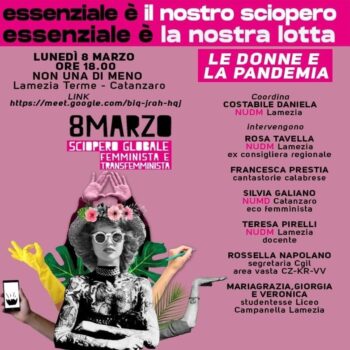 L'8 marzo evento online di "Non una di meno" Lamezia