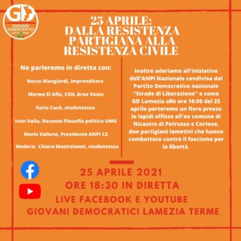 Webinar dei Giovani Democratici di Lamezia in occasione del 25 Aprile