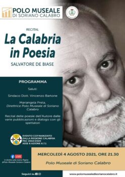 “Calabria in Poesia” e “Parola alla Poesia”, il lametino Salvatore De Biase a Soriano Calabro e San Chirico Nuovo