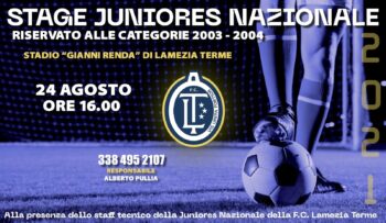 Il 24 agosto stage del settore giovanile del Football Club Lamezia Terme