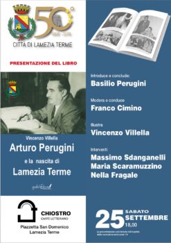 Oggi presentazione del libro “Arturo Perugini e la nascita di Lamezia Terme”