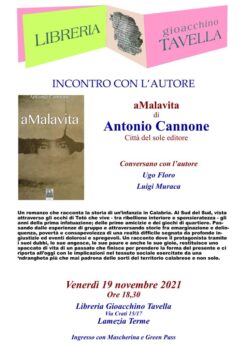 Lamezia Terme, il 19 novembre presentazione del nuovo libro di Antonio Cannone “aMalavita”