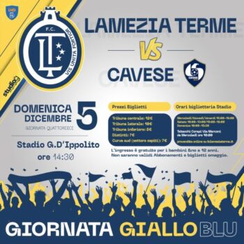 Fc Lamezia Terme, domenica 5 dicembre indetta la giornata GialloBlu