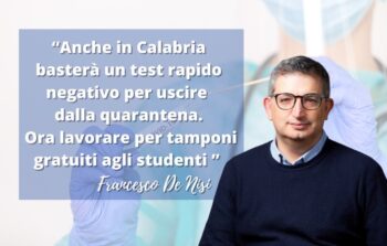 Covid, Francesco De Nisi: “Ora lavorare per tamponi gratuiti agli studenti”