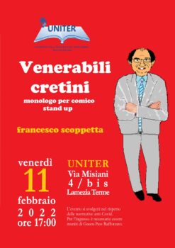 Lamezia Terme, domani all'Uniter “Venerabili cretini”, il monologo di Francesco Scoppetta 