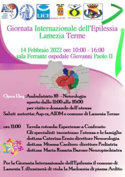 “Conoscere e convivere con l’Epilessia”: il 14 febbraio una giornata di prevenzione nell’Ospedale “Giovanni Paolo II” di Lamezia Terme