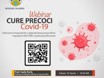 Covid, il 2 aprile webinar della Regione Calabria su utilizzo e prescrizione terapie precoci