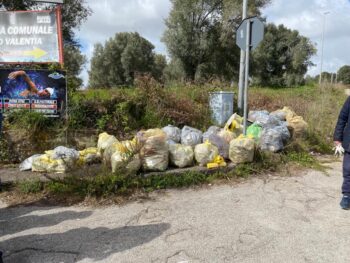 Anas, Associazione "Plastic Free" e alcuni studenti del Liceo Scientifico "Berto" di Vibo impegnati nella raccolta di rifiuti abbandonati sulla Ss 18