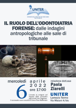 L'odontoiatria forense dall'antropologia alle sale di tribunale. Ne parla all'Uniter la dott.ssa Paola Ziarelli