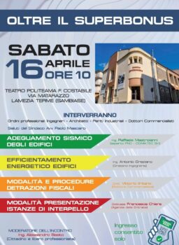 Il 16 aprile al Teatro "Costabile" l’incontro-seminario “Oltre il Super-bonus"