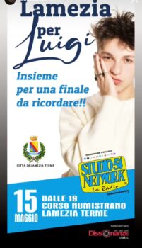 Lamezia tifa per Luigi, il 15 maggio su corso Numistrano schermo gigante per la finale di “Amici”