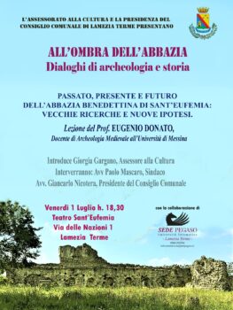 “All’ombra dell’Abbazia”, domani primo incontro a Sant’Eufemia