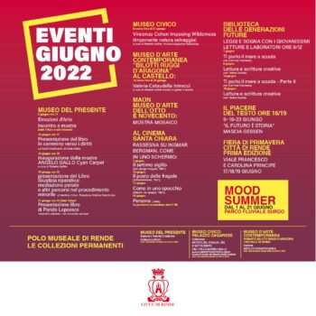 Primavera Rendese, anche a giugno ricco carnet di eventi a Rende. Si parte con il Mood Summer e il live dei Diaframma