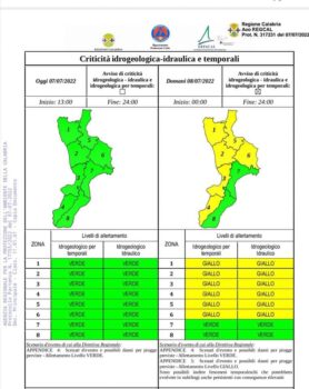 Domani allerta gialla in Calabria, temporali e calo delle temperature