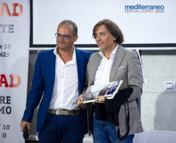 Anton Giulio Grande e la Madrina Eleonora Ivone alla prima serata di Mediterraneo Festival Corto