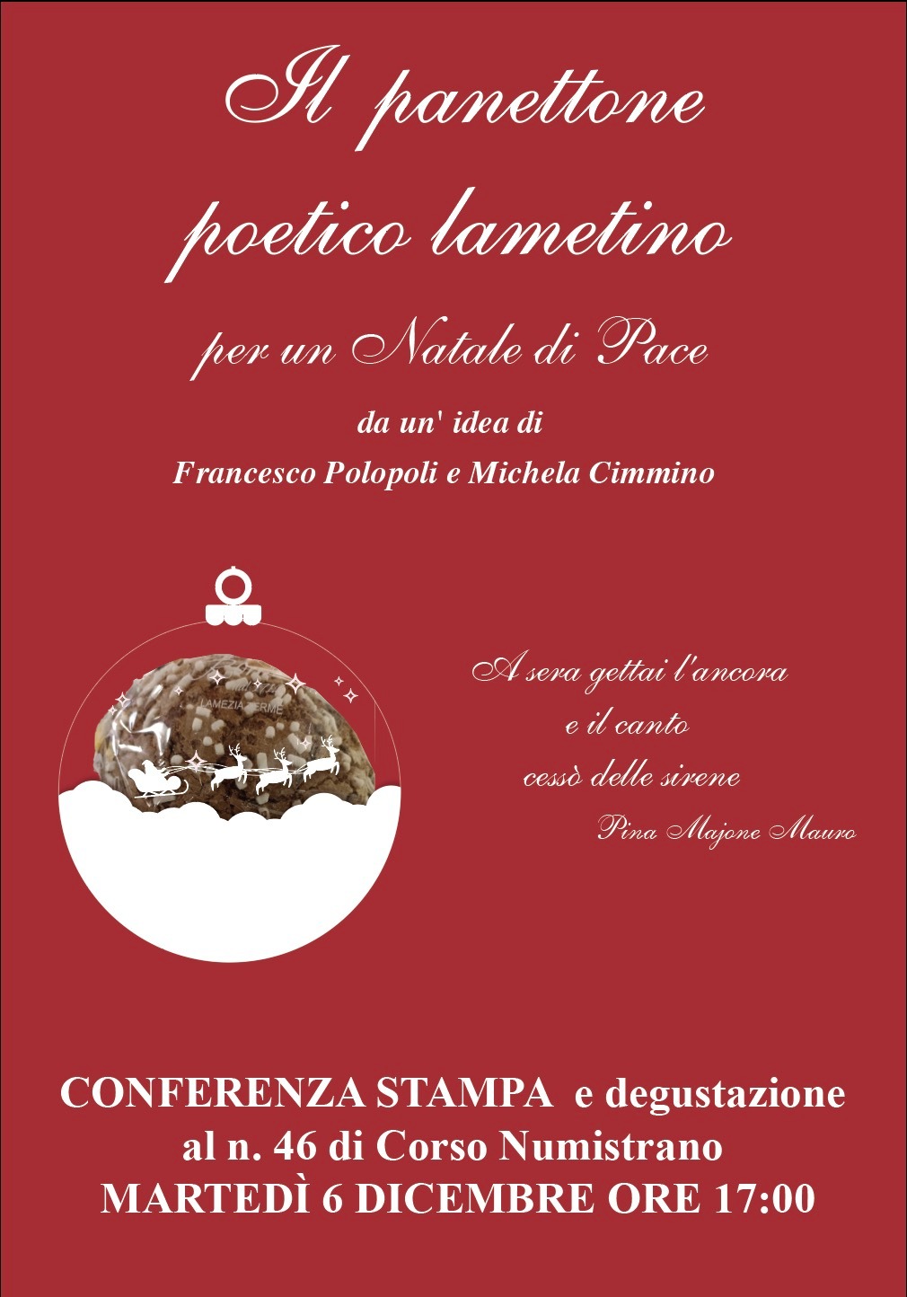 Lamezia, domani presentazione de “Il panettone poetico lametino. Per un Natale di pace”