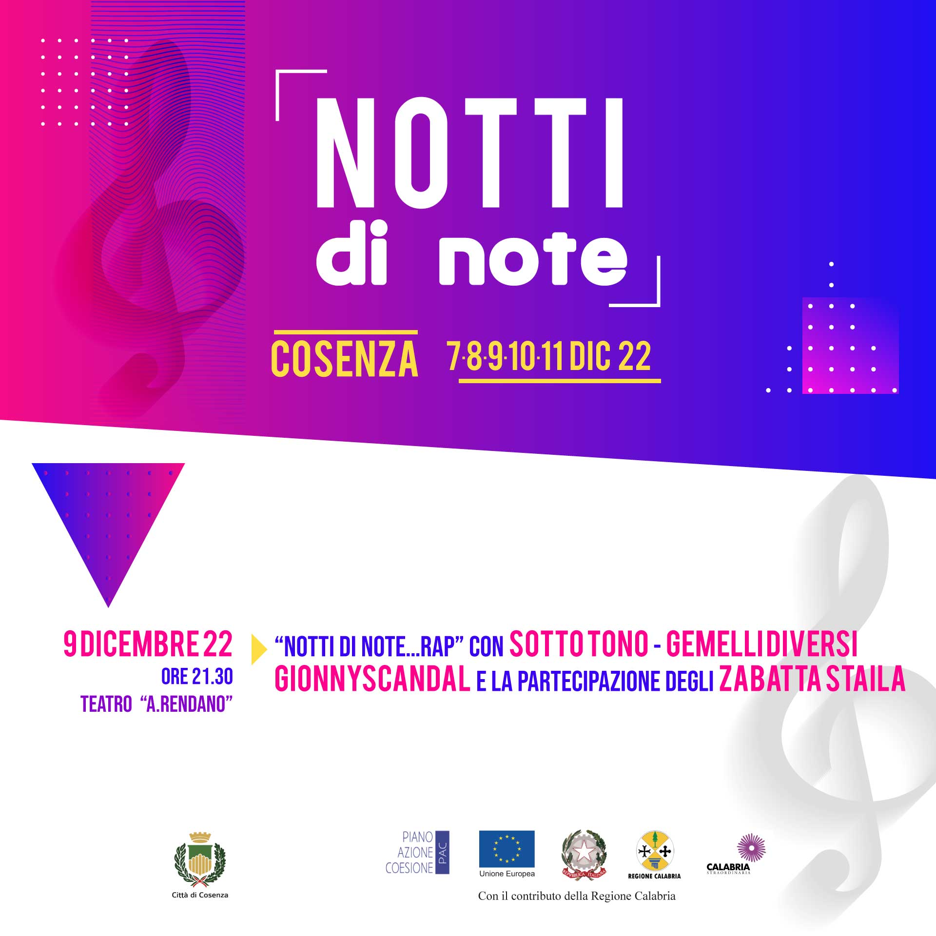 Stasera la grande musica Rap di scena al teatro Rendano di Cosenza per “Notti di Note”