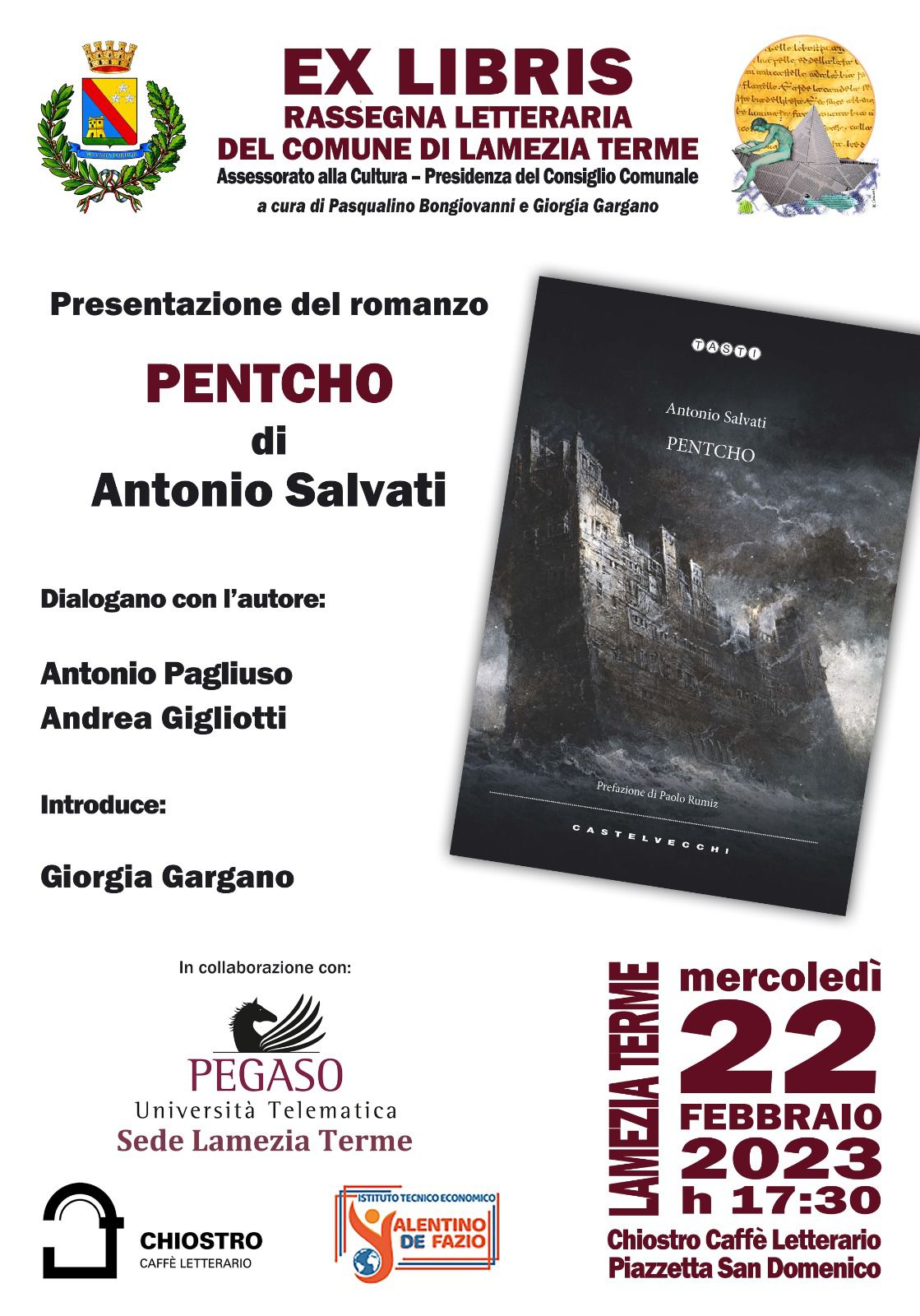 Lamezia, “Ex Libris”, oggi al Chiostro presentazione del libro “Pentcho”