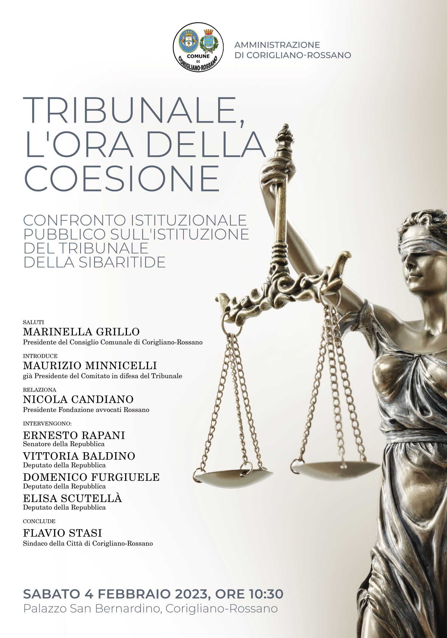 A Corigliano Rossano il 4 febbraio dibattito pubblico dal titolo “L’ora della coesione”