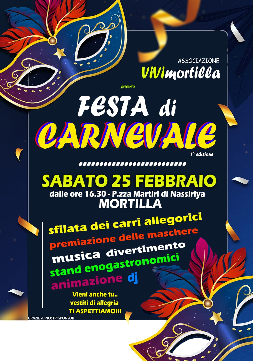 Gizzeria, sabato 25 febbraio la prima edizione 'La Festa del Carnevale Mortilla 2023'