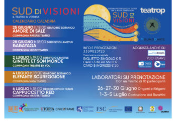 Lamezia, progetto speciale SuddiVisioni, ritorna il festival mediterraneo di teatro a cura di tre compagnie del Sud Italia