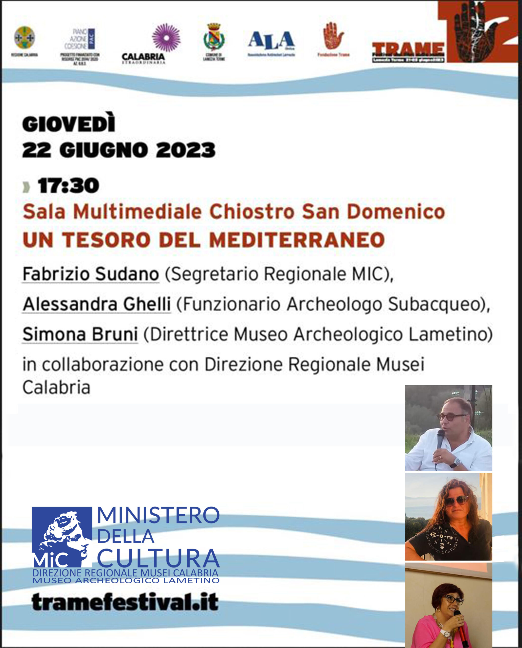 Lamezia, “Un tesoro del Mediterraneo”, domani a Trame Festival si parla di patrimonio culturale