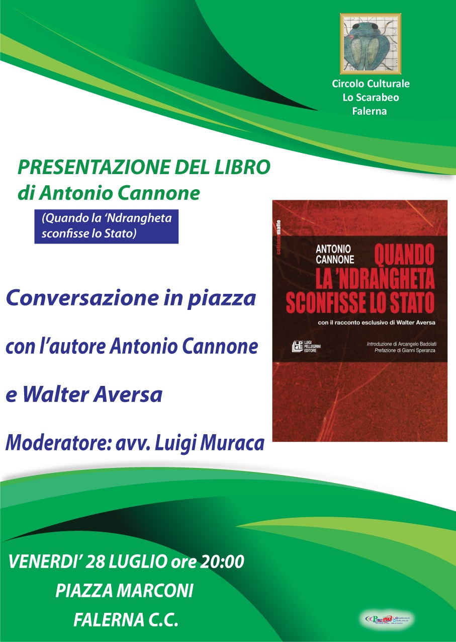 A Falerna presentazione del libro “Quando la ‘ndrangheta sconfisse lo Stato” di Antonio Cannone