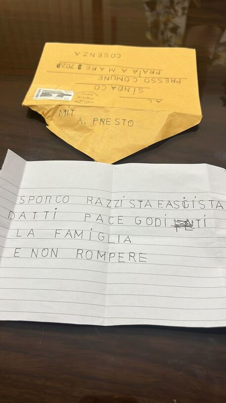 Lettera di minacce a sindaco di Praia a Mare