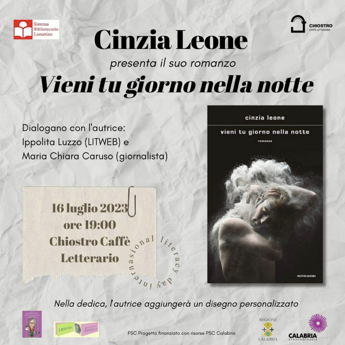 Lamezia, il 16 luglio presentazione del romanzo «Vieni tu giorno nella notte» della giornalista, scrittrice e illustratrice Cinzia Leone