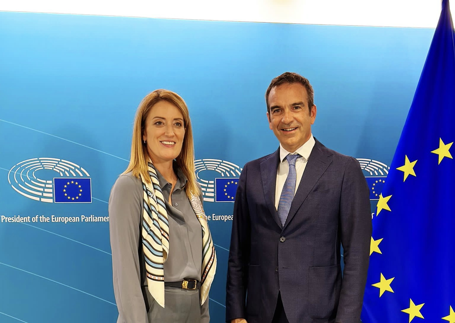 Ue: Occhiuto incontra Metsola, politiche di coesione e Macroregione Mediterraneo tra i temi trattati