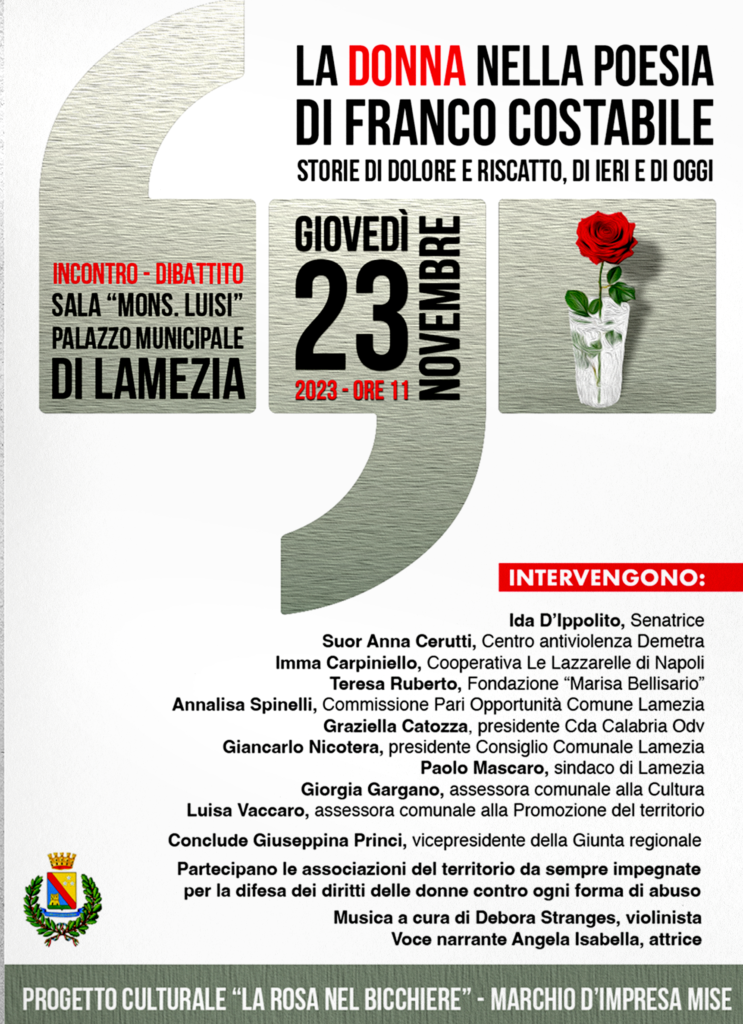 Locandina Evento 23 Novembre Su Donne Poesia Costabile