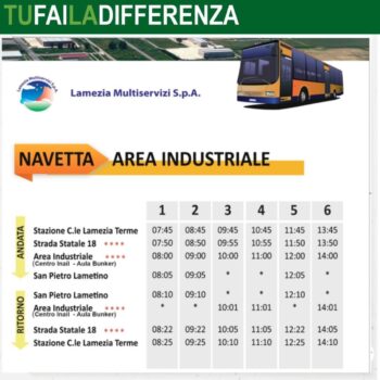 Lamezia Terme, dal 22 gennaio sarà attiva la “navetta area industriale”