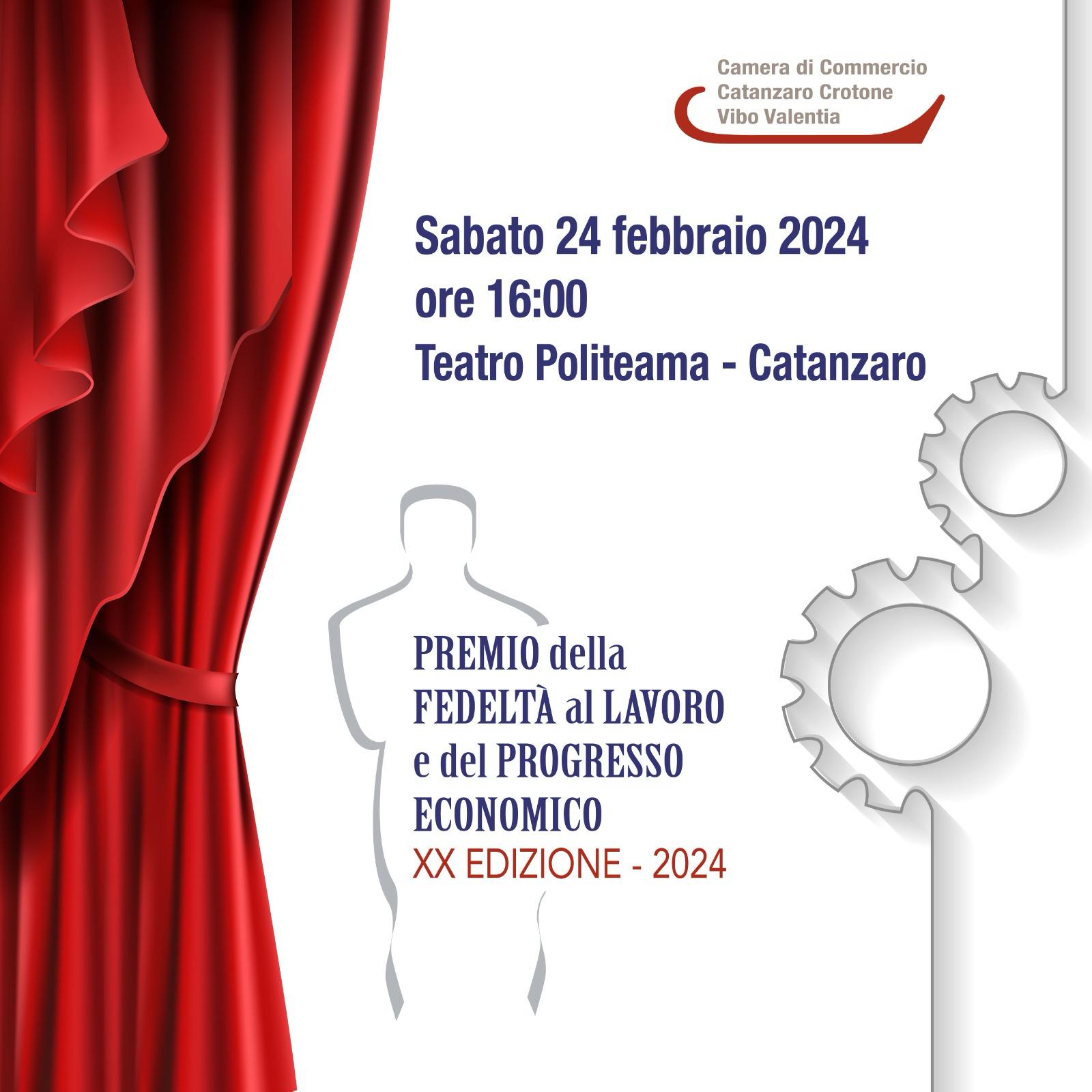 Fedeltà al lavoro e al progresso economico, sabato 24 febbraio la cerimonia di premiazione