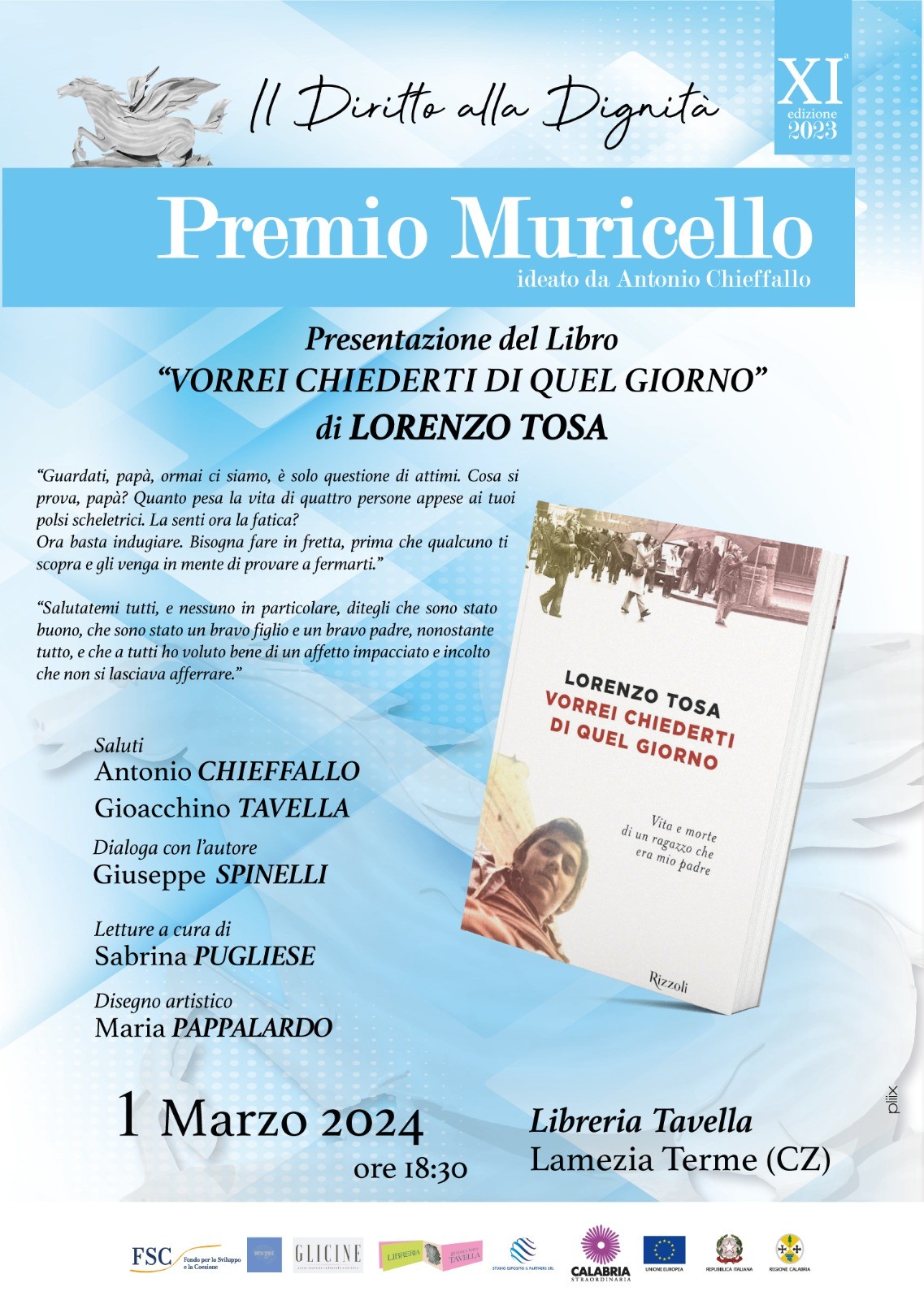 Lamezia Terme, l'1 marzo presentazione del libro di Lorenzo Tosa “Vorrei chiederti di quel giorno”