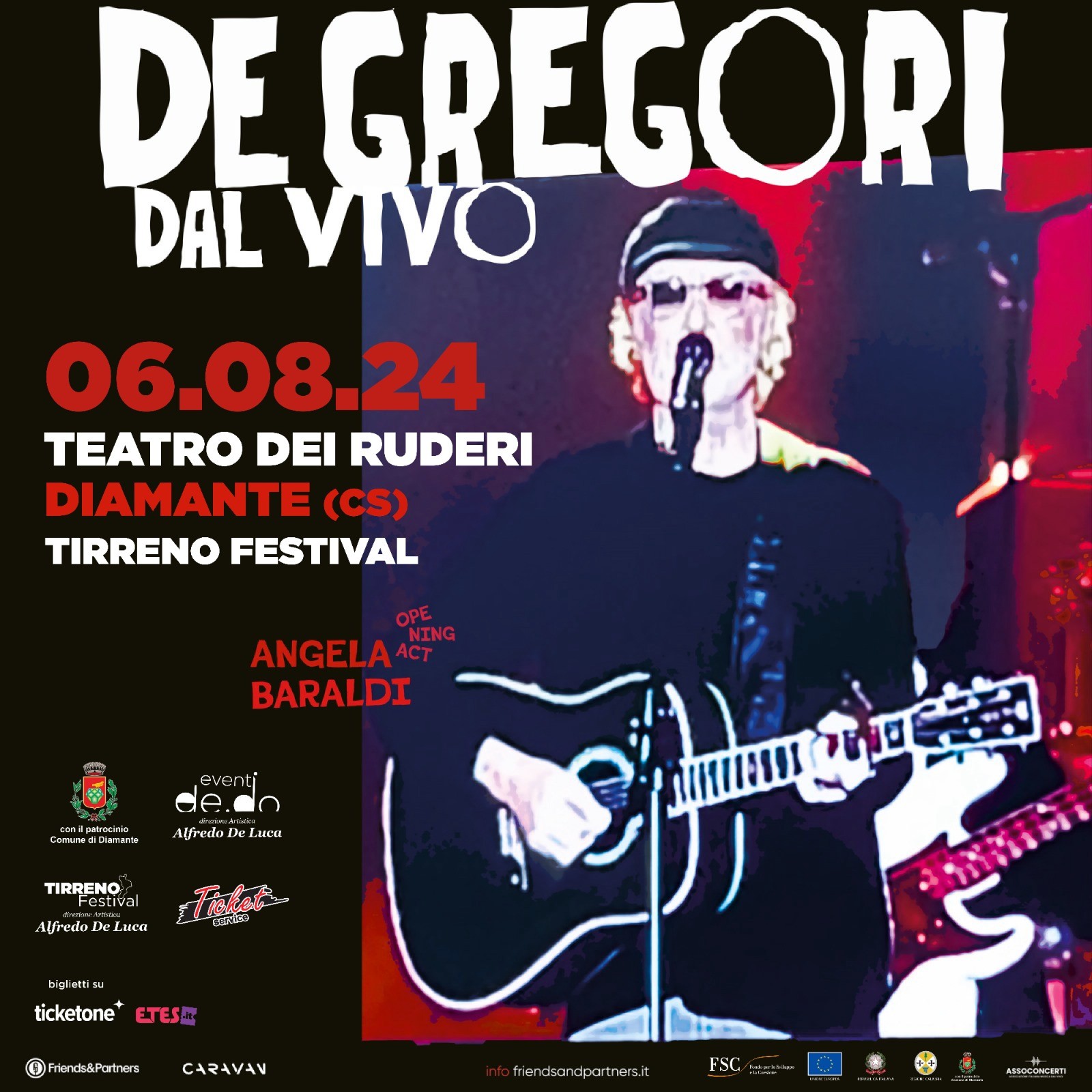 Tirreno Festival e Krimisound, annunciate le date di De Gregori, 6 agosto a Diamante e 8 agosto a Cirò Marina