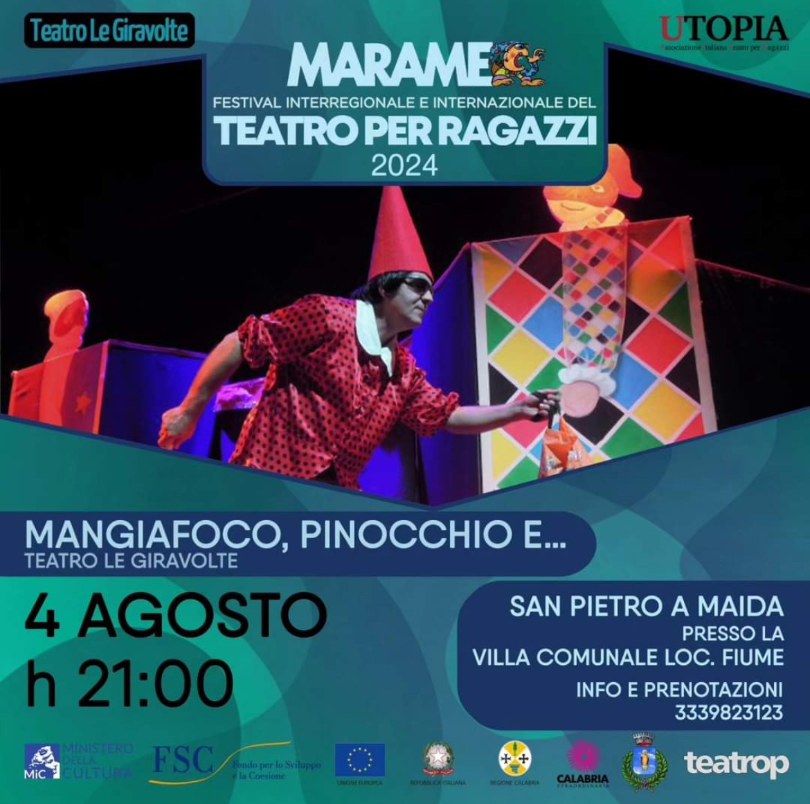 “Mangiafuoco, Pinocchio e…” A San Pietro Maida torna Marameo, il festival del teatro per ragazzi