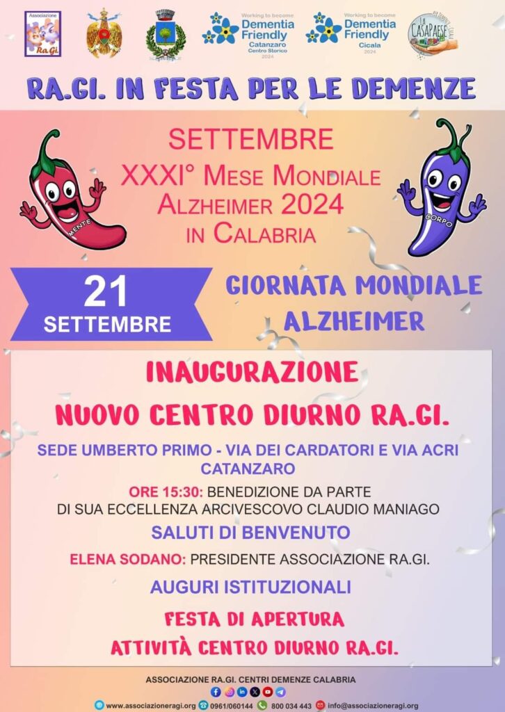 Il 21 settembre a Catanzaro inaugurazione nuovo Centro Diurno Ra.Gi.