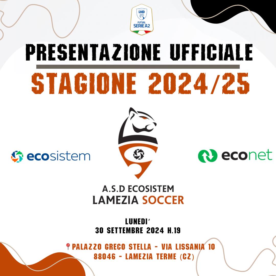 Ecosistem Lamezia Soccer: oggi presentazione stagione agonistica 2024-25