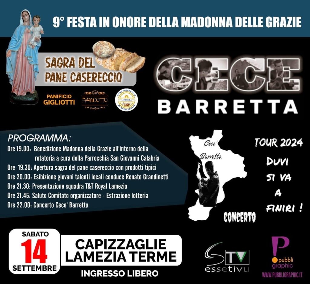 Il 14 settembre festa della Madonna a Capizzaglie e concerto di Cecè Barretta