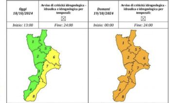 Maltempo, domani allerta arancione su tutta la Calabria