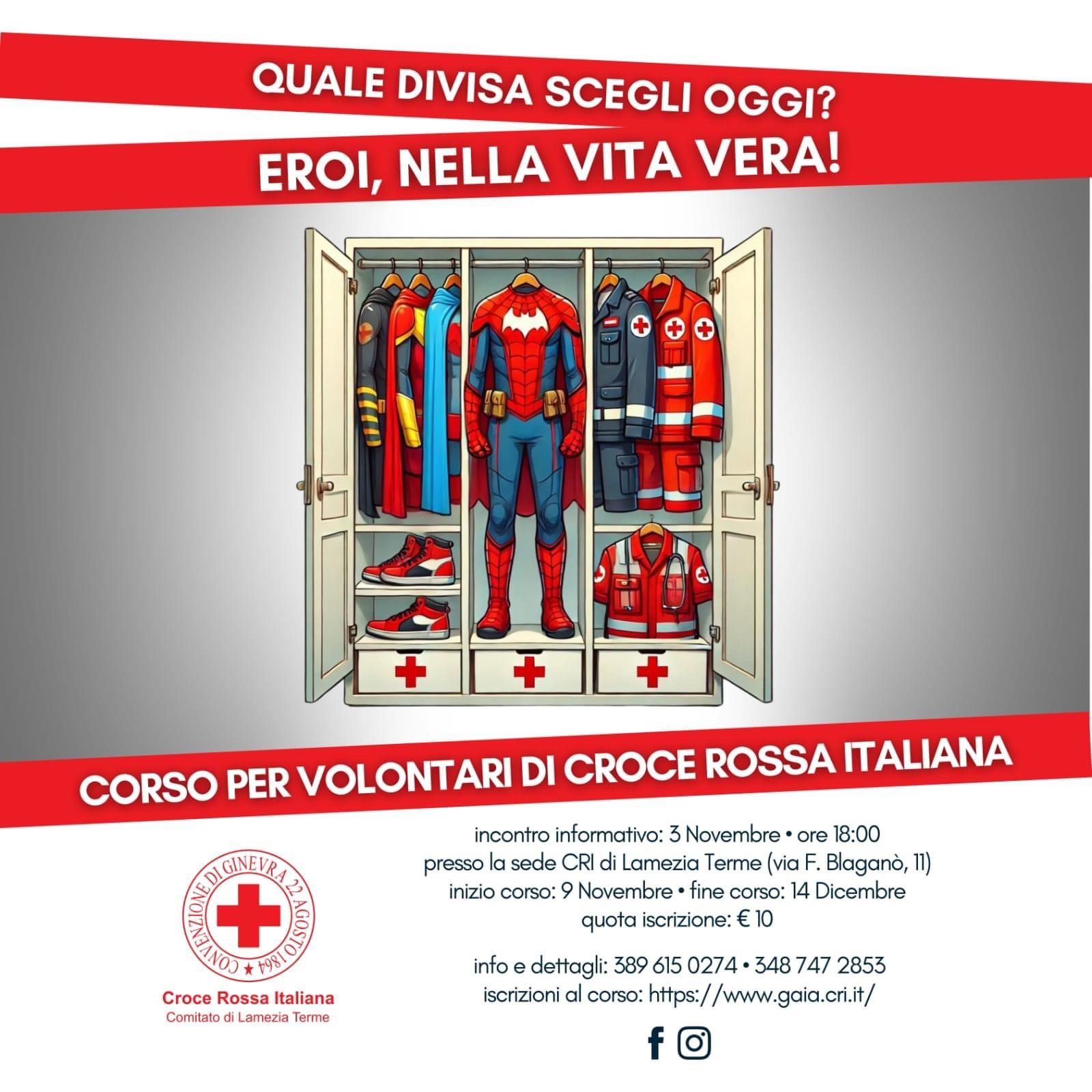 Lamezia, il 3 novembre presentazione corso abilitante alla qualifica di volontario della Croce Rossa