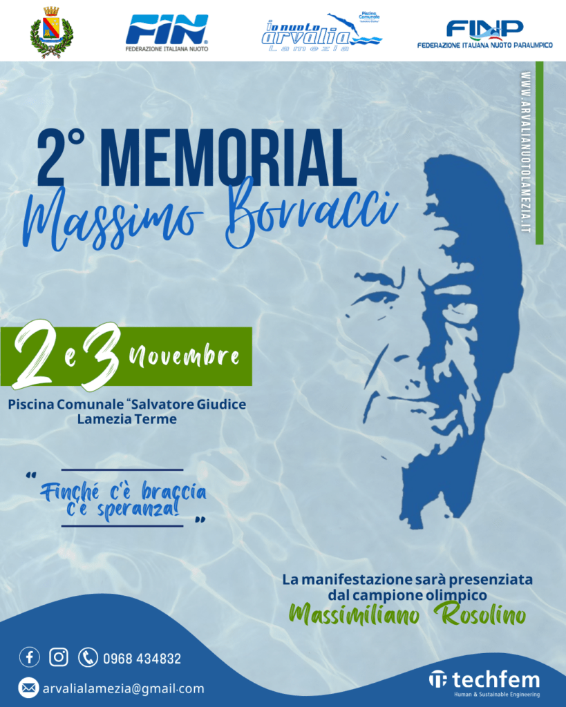 Lamezia, il 2 e il 3 novembre la piscina comunale ospiterà il '2° Memorial Massimo Borracci'