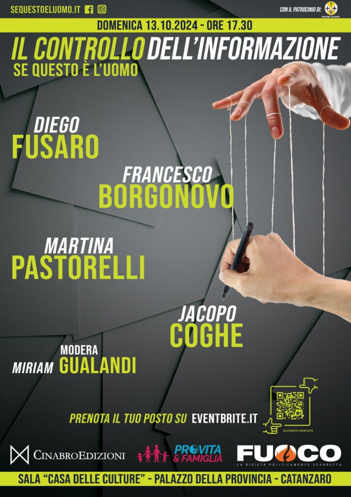 Il 13 ottobre a Catanzaro il convegno 'Il controllo dell’informazione', un momento di confronto sulla libertà di pensiero e di stampa