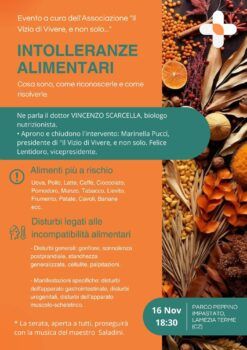 Lamezia, il 16 novembre convegno sul tema 'Intolleranze alimentari, cosa sono, come riconoscerle e come risolverle'