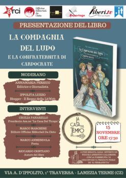 Lamezia, il 15 novembre nella “Casa del Tempo” presentazione del libro di Riccardo Cristiano “La compagnia del lupo e la confraternita di Carpocrate”