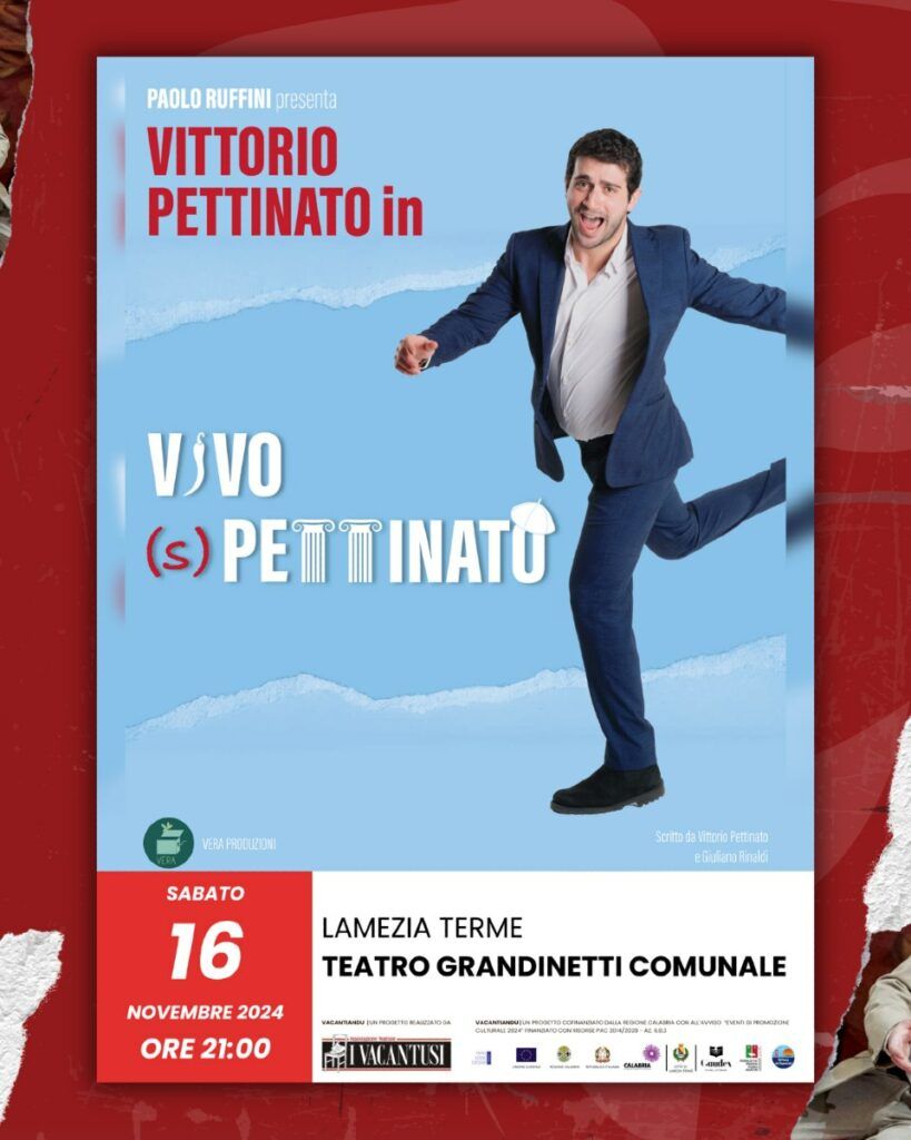 Lamezia, il 16 novembre il comico Vittorio Pettinato in scena al Teatro Grandinetti