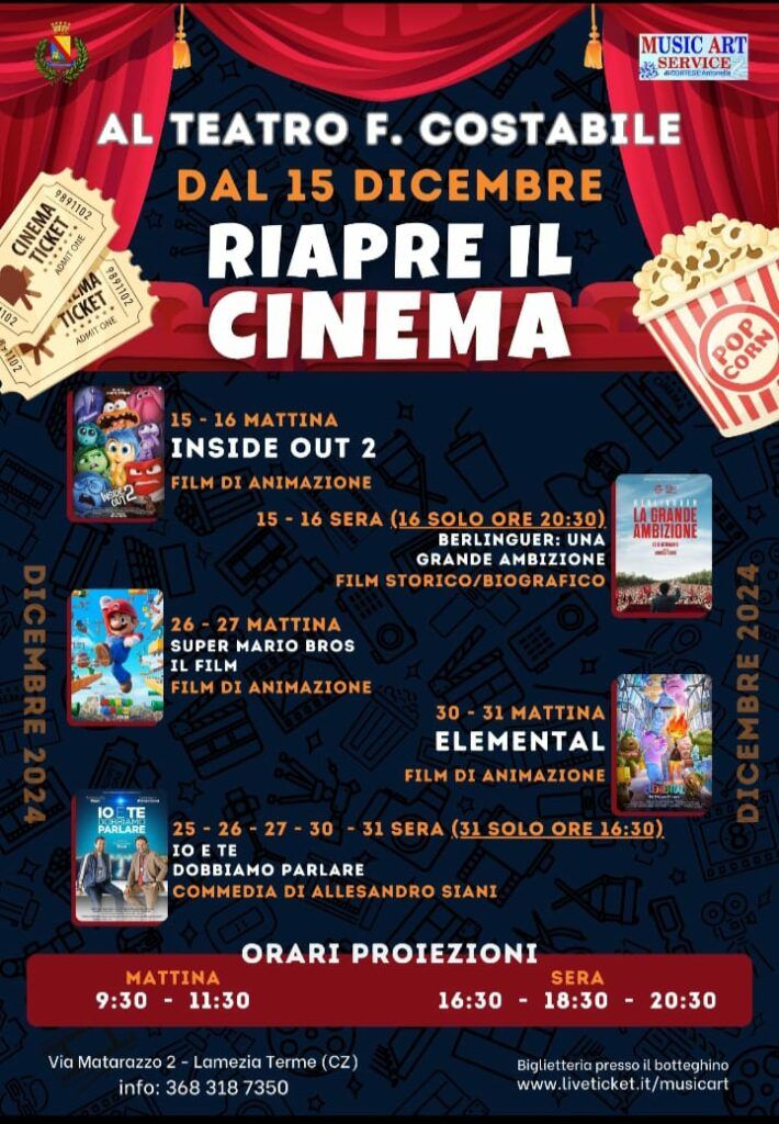 Lamezia, riapre il cinema al Teatro Costabile