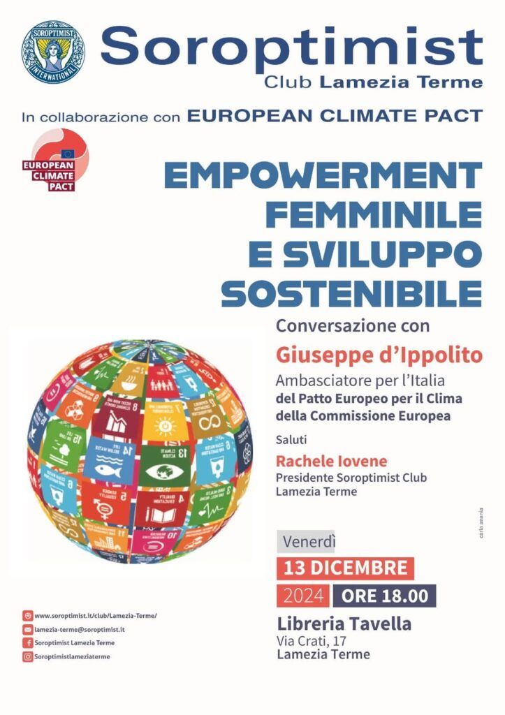 Lamezia, oggi incontro sull’Empowerment al femminile e sviluppo sostenibile con l’ambasciatore per l’Italia del Patto Europeo Giuseppe D’Ippolito